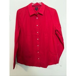 Talbots Red Non-Iron Stretch Button Down Shirt 16 Classic Fit Business Casual